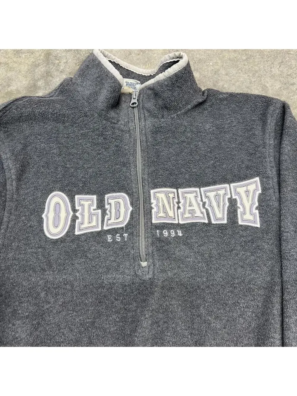 vintage old navy quarter zip dark grey fleece jacket size large